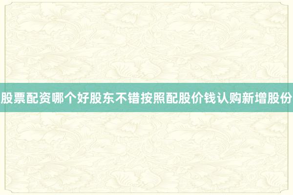 股票配资哪个好股东不错按照配股价钱认购新增股份