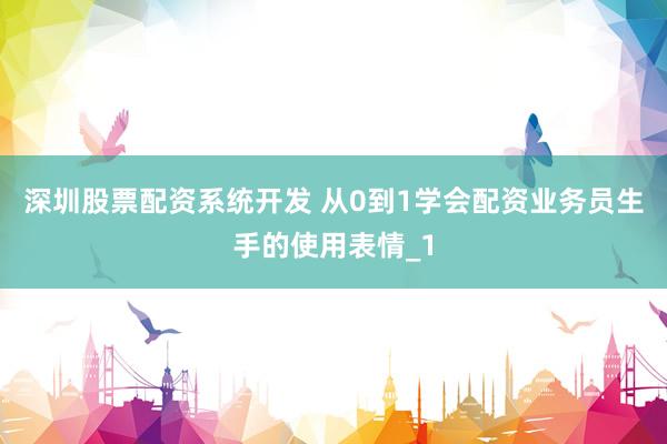 深圳股票配资系统开发 从0到1学会配资业务员生手的使用表情_1