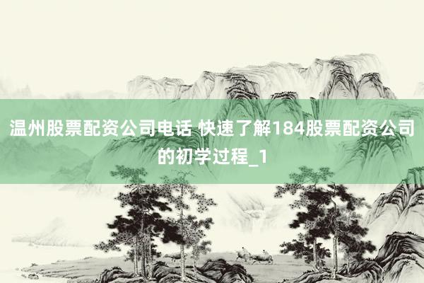 温州股票配资公司电话 快速了解184股票配资公司的初学过程_1