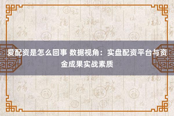爱配资是怎么回事 数据视角：实盘配资平台与资金成果实战素质