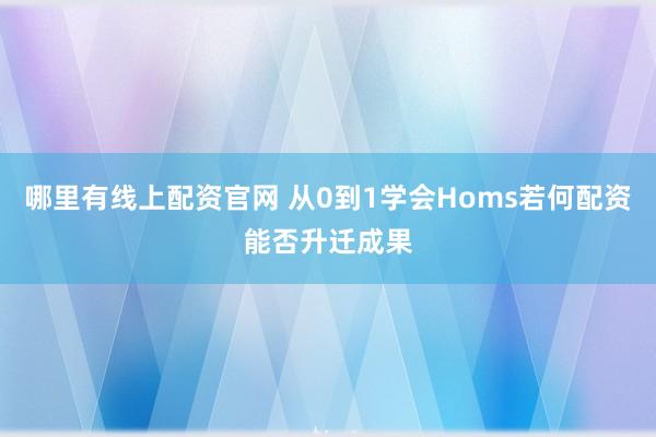 哪里有线上配资官网 从0到1学会Homs若何配资能否升迁成果